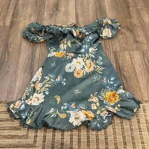 Green Floral Mini Dress